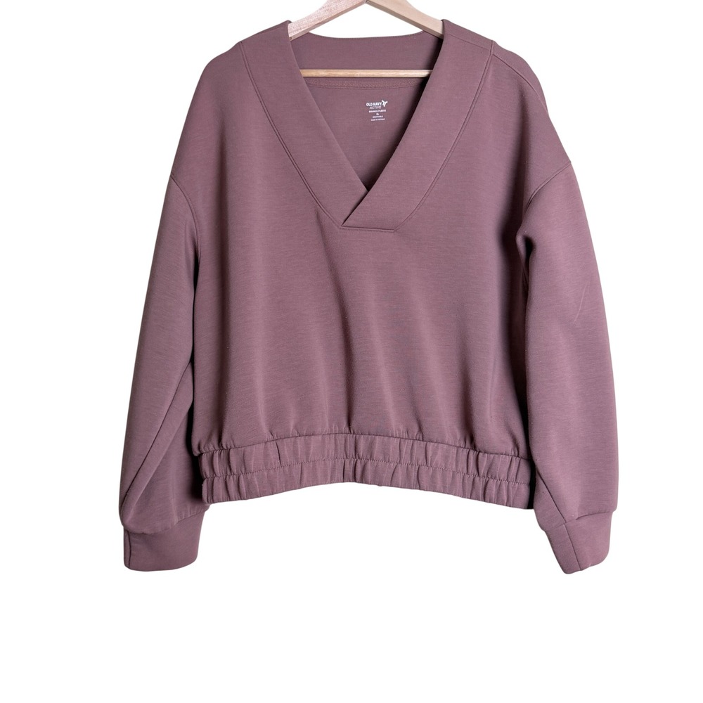 Old Navy Active Sweatshirt Women XL Mauve Fleece Relaxed Pastel Layer Gym Fall